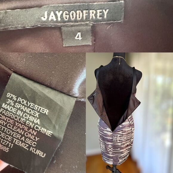 JAYGODFREY Zebra Animal Print Square Neck Dress Size 4 - Picture 10 of 15